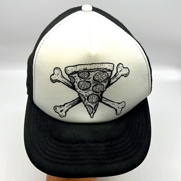 District - Pizza And Crossbones Fun Graphic Truck Driver Baseball Hat Onesize - Picture 1 of 11